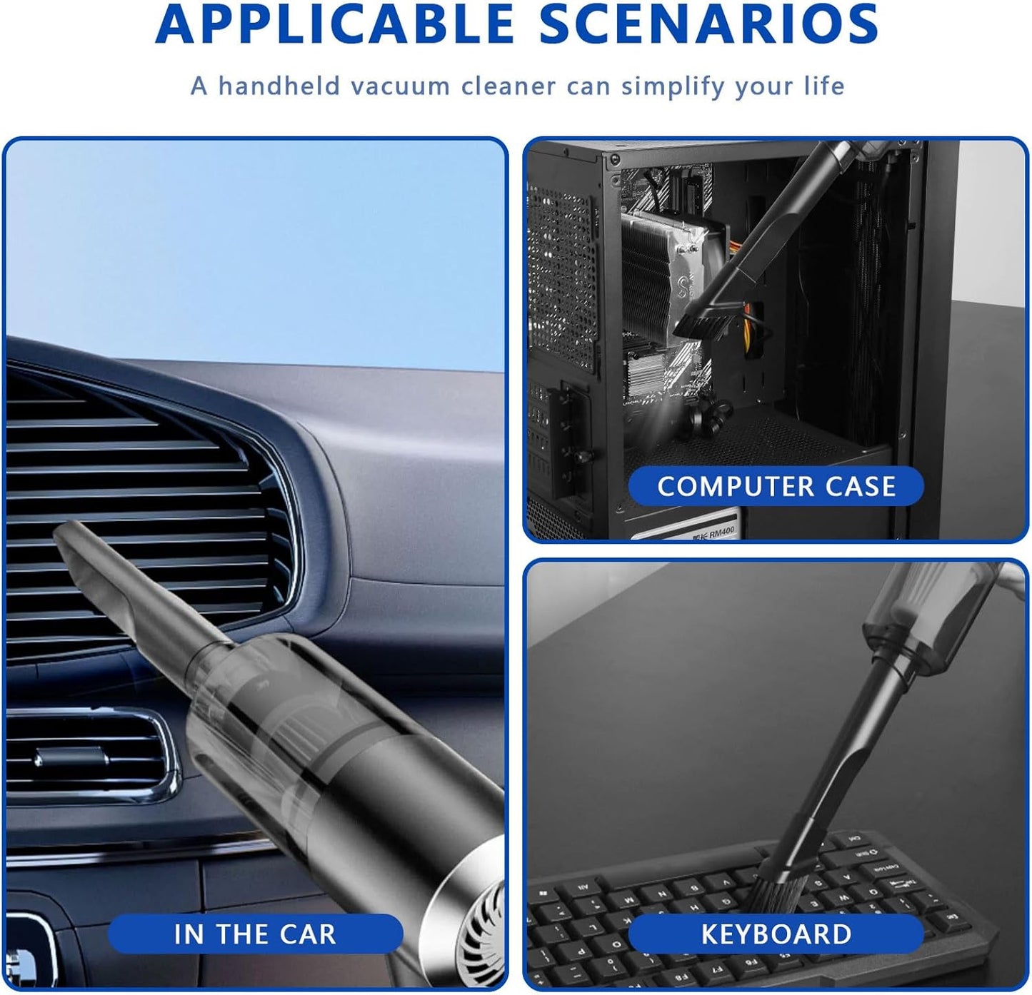 Primizia Mini Aspirateur À Main Sans Fil, (6000Pa,120W,7.4V) Petit Aspirateur De Voiture Portable Puissant Pour Voiture,Noir